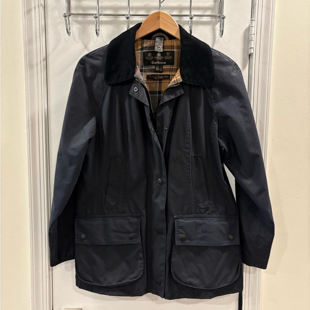Barbour Beadnell Wax Jacket, Navy, size US 8